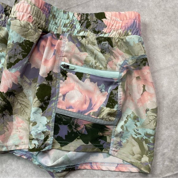 Fabletics Shorts Women Size M Floral Gym 3" Workout Active Lined Zip Pockets G32 - Picture 3 of 9